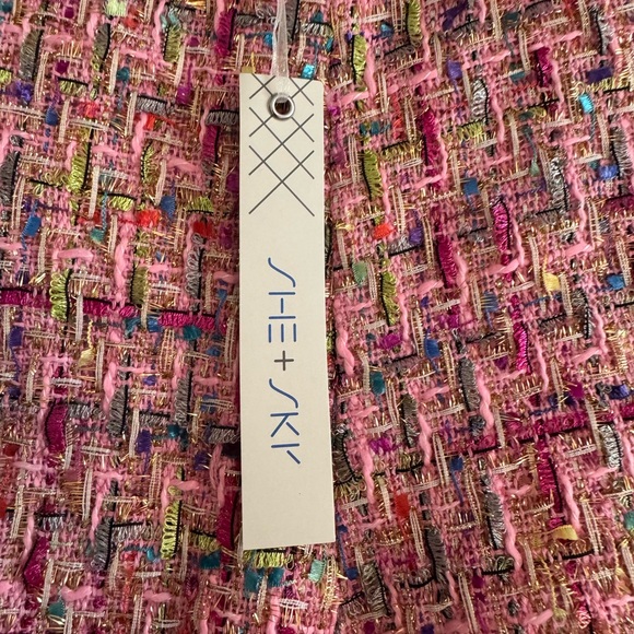 She + Sky Pink High Waist Tweed Shorts - Picture 2 of 5